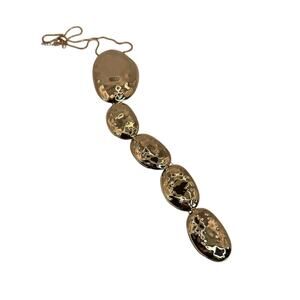 Statement Necklace Hammered Disc Pendant Chunky Chain Y2K Vintage Style